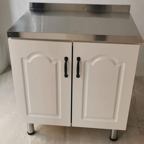 Heavy Duty Table with Cabinet,Stainless Steel Kitchen Prep,Commercial Stainless Steel Kitchen Food Prep Work Table Bench Top,Double Doors, Strong Load-Bearing Capacity.