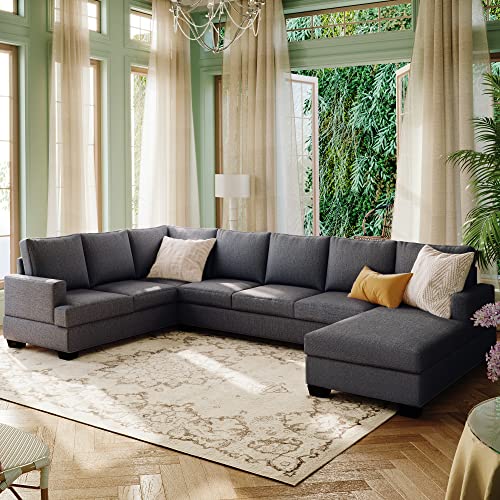 Modern Large Upholstered U-Shape Sectional Sofa, Extra Wide Chaise Lounge Couch, Grey Living Room Sofas & Couches