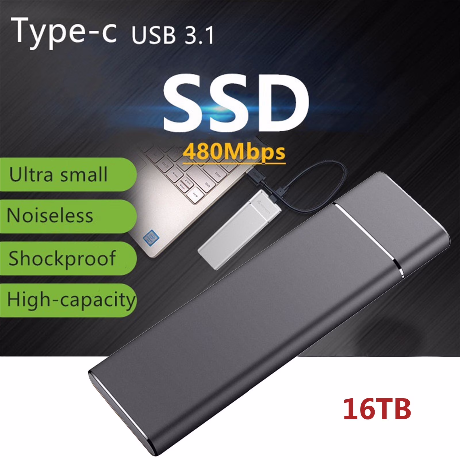Mafushad Portable Type-C SSD 2TB, USB Drive, External Solid State Storage for PC, Laptop, Xbox