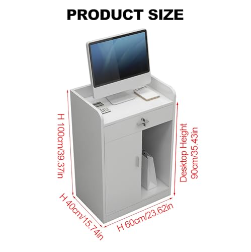 Reception Room Table Wooden Counter Desk Front Counter Desk with Lockable Drawer Reception Desk with Counter Company Counter Front Desk for Lobby Beauty Salon Milk Tea Shop.(Color:Pink)