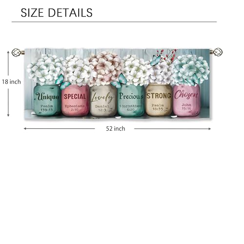 Farmhouse Floral Curtains, Rustic Vintage Flower Country Window Curtains 42x63 Inch for Bedroom Living Room Decor, Daisy Wooden Barn Door Window Drapes Treatment Draperies Fabric Rod Pocket