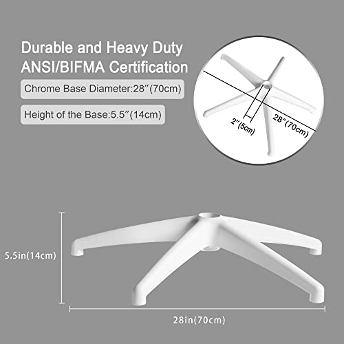 28 inch Nylon Chair Base with 5 Casters Heavy Duty Home Office Study Gaming Chair Replacement Parts (Grey)