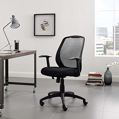 Modway Intrepid Mesh Adjustable Swivel Computer Desk Office Chair In Black