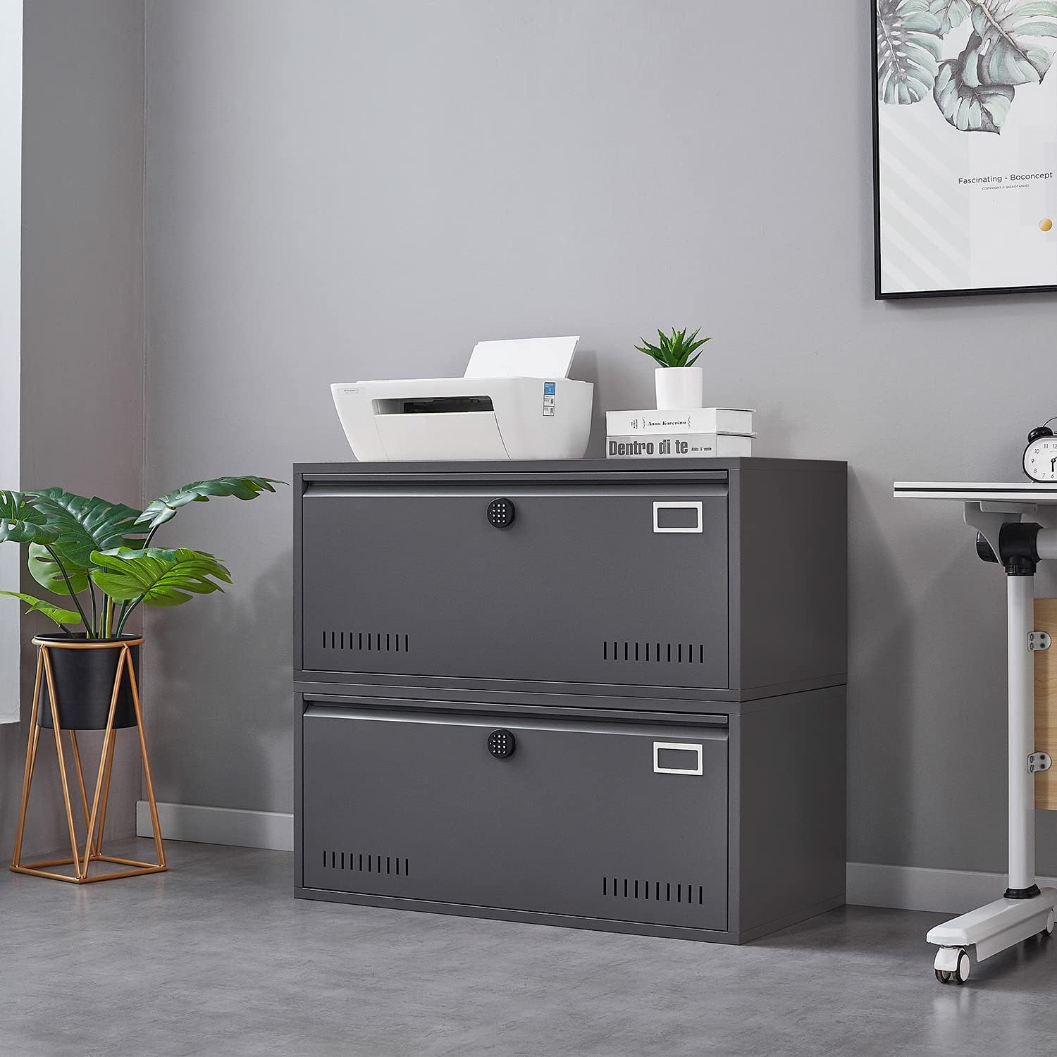 Petonline Lateral File Cabinet 2 Drawer, Metal Lateral Filing Cabinet with Smart Lock, Wide Filing Organization Storage Cabinets, Home Office Furniture for Letter/Legal/F4/A4 Size Files