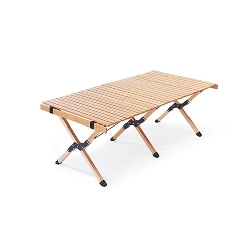 Folding Wooden Picnic Table, Outdoor Camping Portable Folding Egg Roll Table, for Travelling, Beach, Patio, Garden, BBQ (Color : Natural, Size : 60cm)