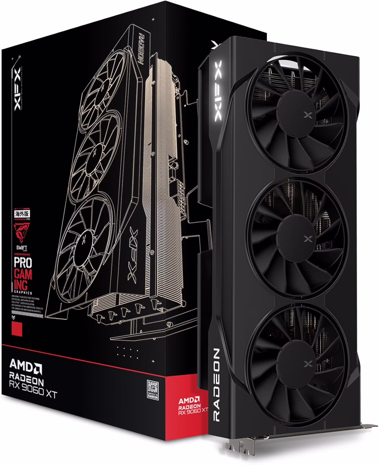 XFX RX-96TS38GB7 XFX SWIFT AMD Radeon RX 9060XT OC Triple Fan Gaming Edition with 8GB GDDR6 HDMI 2xDP, AMD RDNA 4