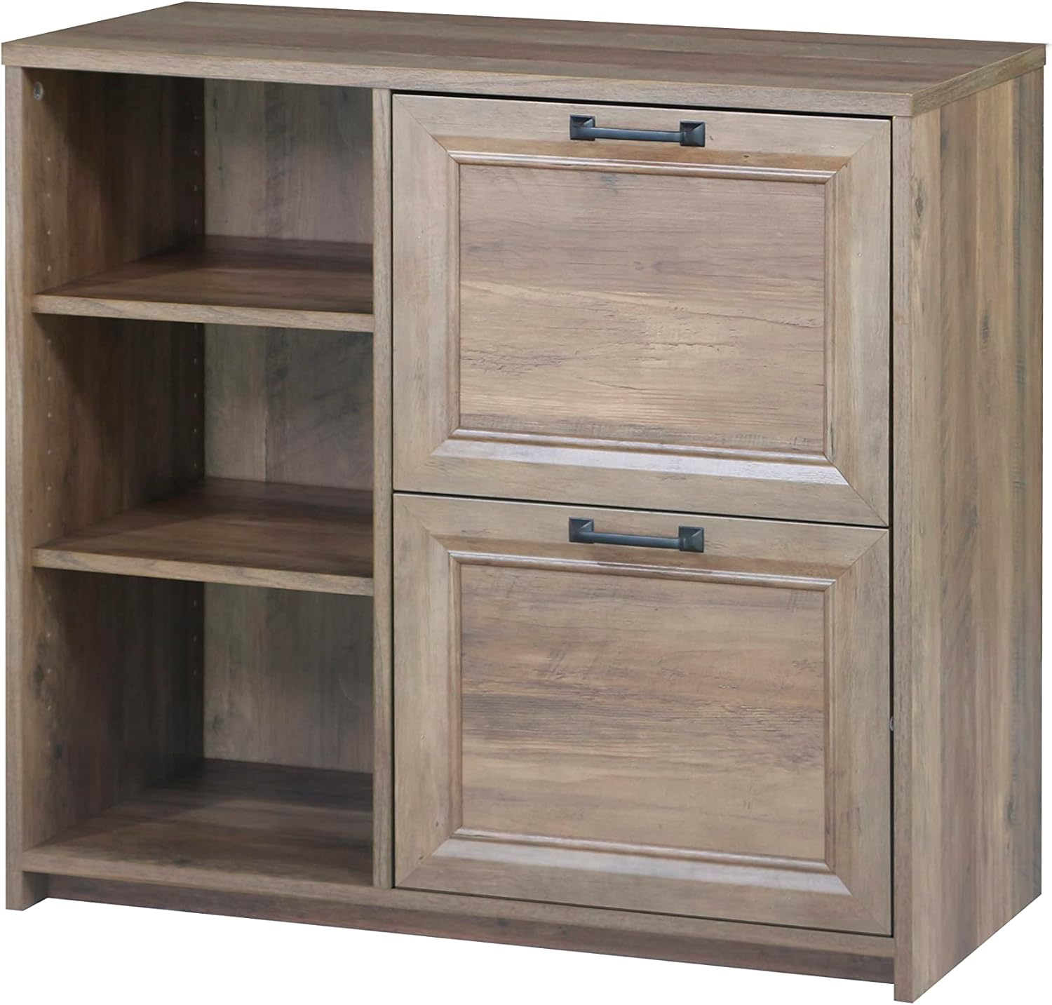 Alaska Wood 2 Drawer File Cabinet with 3 Shelf in Oak