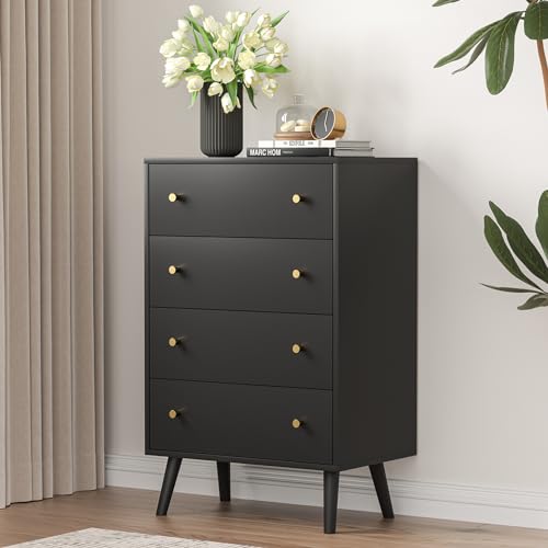 Rattan 6 Drawer Dresser for Bedroom, Boho Double Dresser with Black Handles, Modern Wood Storage Chest of Drawers with Deep Drawers for Hallway, Entryway, Living Room