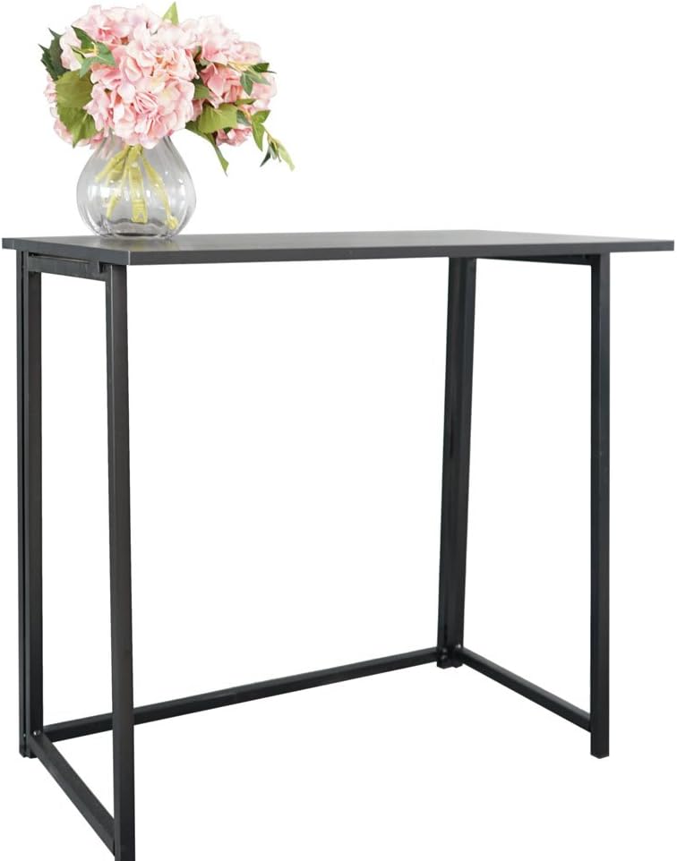 Simple Collapsible Computer Desk Black - Foldable Study Desk Compact Workstation Portable Writing Table - Space-Saving Design for Home Office Dorm Room - (31.5L x 17.72W x 29.33H)