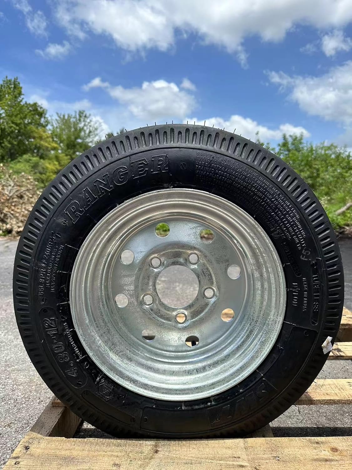 1 SWT RANGER Trailer Tire 4.80-12 LR Bias Tire On Rim 5Lug Galvanized Wheel