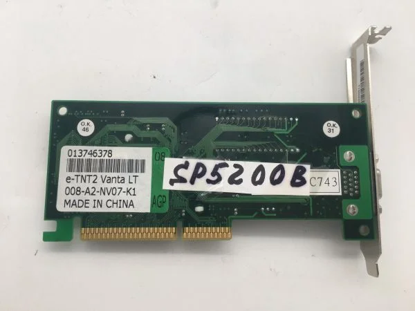 Nvidia sp5200b rev:lt4b1 8mb agp video card, e-tnt2 vanta lt 008-a2-nv07-k1