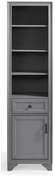 Coastal Cool Wood Classic Home Storage Tall Linen Cabinet in Vintage Gray, 3 Open Shelves, 1 Drawer, 1 Storage Cabinet, 15