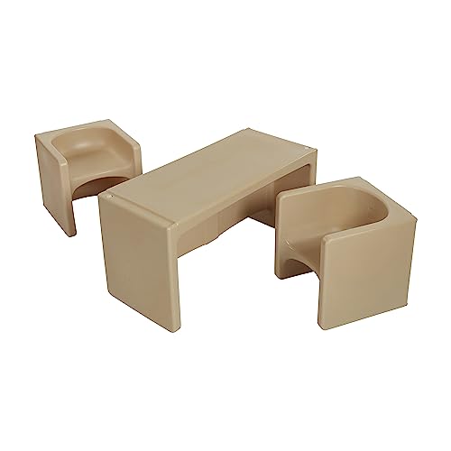 ECR4Kids Tri-Me Table and Cube Chair Set, Multipurpose Furniture, Hunter Green, 3-Piece