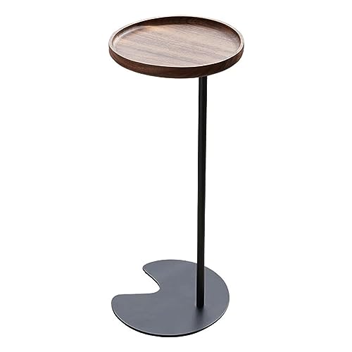 End Table Round End Table Solid Wood Side Table Unique Tray Table Home Center Table Metal Frame Coffee Table Living Room Bedside Table Space-saving