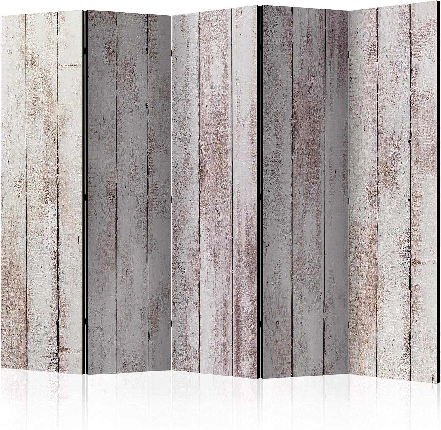 artgeist Acoustic Room Divider Faux Wood Boards 90x68 in - Double-sided Folding Screen Print on Non-woven Canvas Acoustic Foam 5 Panel Home Office f-C-0369-z-c