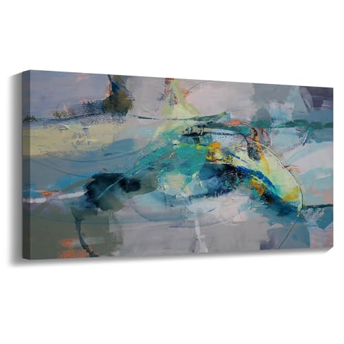 Abstract Wall Art - Large Canvas Wall Art for Living Room, Bedroom, Office - Framed Modern Wall Decor in Gray and Yellow - Artwork Paintings & Pictures