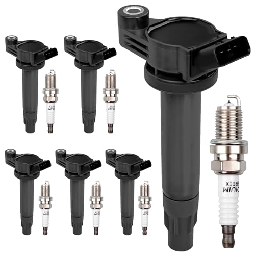 UF506 Ignition Coils & Iridium Spark Plugs Pack Set of 6 Compatible with Lexus ES330 RX330 RX400h 2004-2009, Toyota Camry Highlander Sienna Solara V6 3.3L 2004-2010 Repalce#E1006, C1452