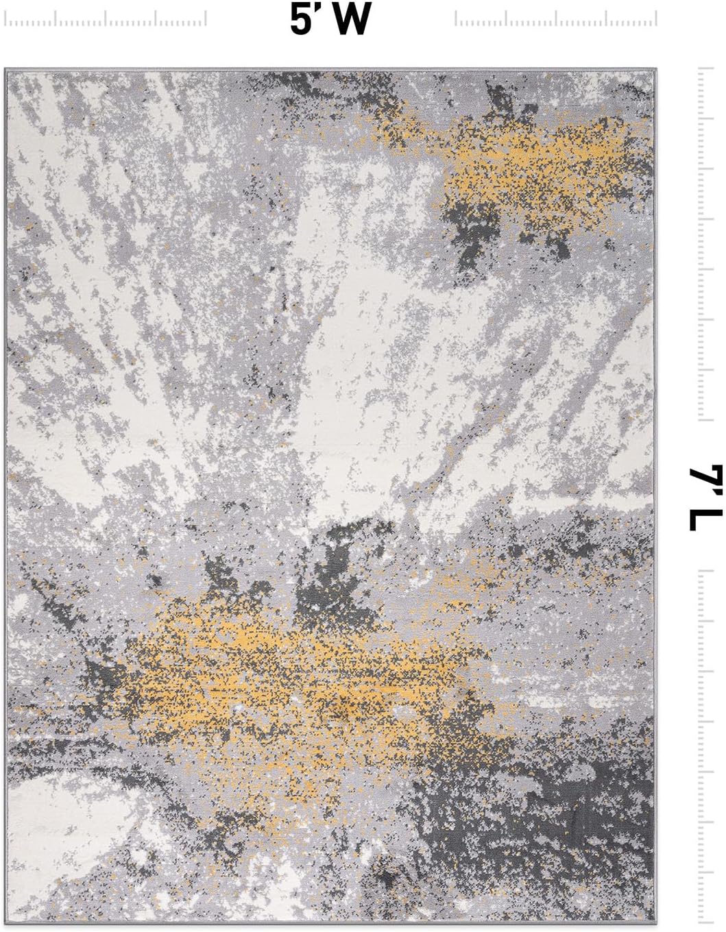 Rugshop Modern Abstract Stain Resistant Soft Area Rug 5' x 7' Yellow