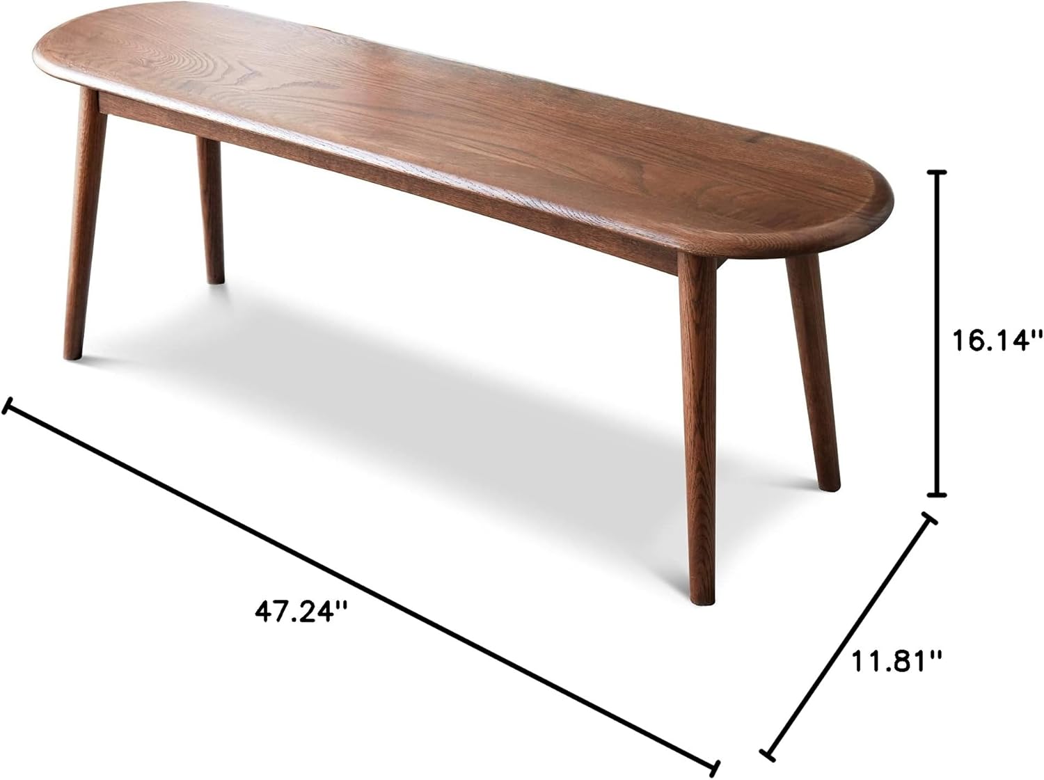 Yoluckea Oak Wood Dining Bench Classic Rectangle Table Bench Simple Elegant Solid 2-3 Seater Bench for Kitchen Dining Room Living Room Entrway(47.24