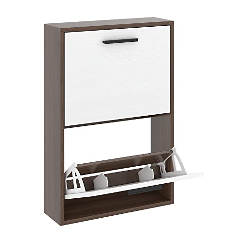 Shoe Cabinet, Wall Mounted Shoe Organizer with 2 Flip Drawers, FSSR006
