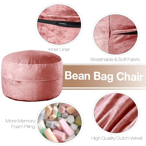WhatsBedding [Velvet Fabric] Large Bean Bag Chair: 3 ft Memory Foam Bean Bag Chairs for Teens with Filling,Kids Bean Bag Chair with Filler Included,Soft Faux Fur Fabric,Lime,3 Foot