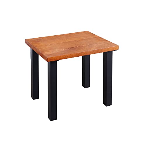 PIPE DECOR Sunset Cedar Solid Wood Rustic 18” End Table Kit with (4) 18” Matte Black Metal Legs, Industrial Side Table