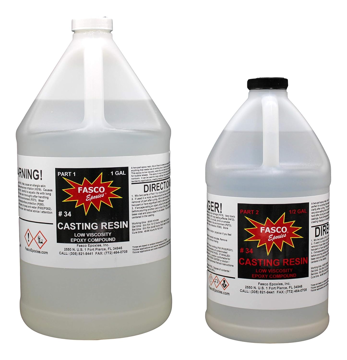 #34 Crystal Clear Casting Epoxy Resin – Deep Pour Epoxy for Artworks, Castings, and River Tables – Liquid Glass Epoxy for Large Castings and Coatings – Gloss Finish (1.5 Gallon Kit)