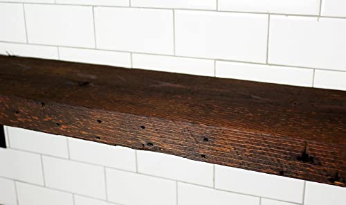 Modern Timber Craft Reclaimed Wood Wall Shelf with Steel Angle Brackets | Rustic Decoration | 2