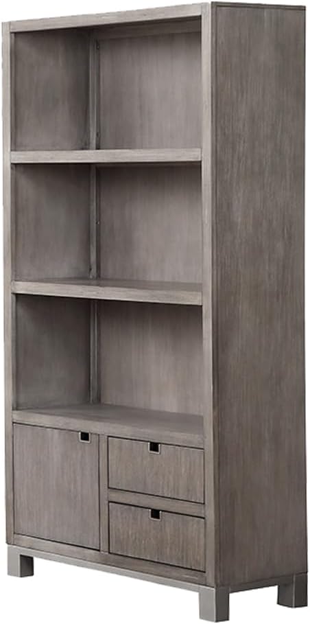 Bridgevine Home Pacific Heights 72 inch Bookcase, Fully Assembled, Poplar Solid Wood, Melbourne Grey Finish