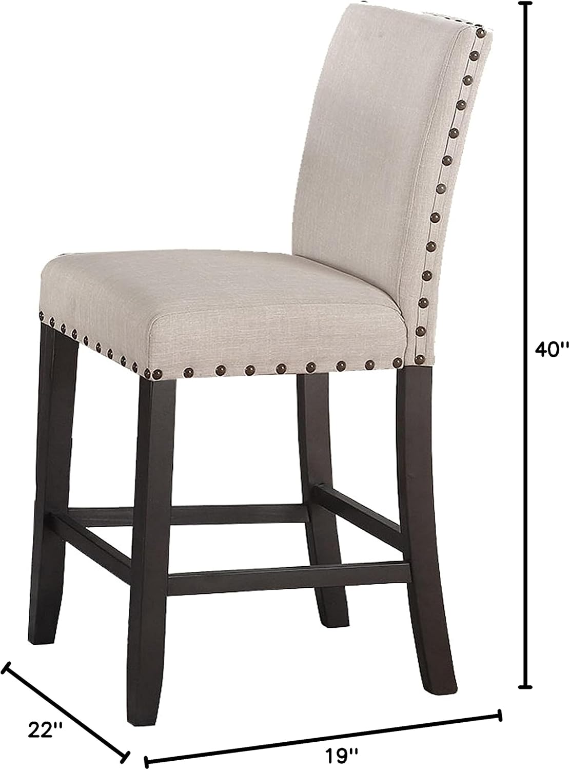 Best Master Furniture Darlington Solid Wood Counter Height Chair Antique Black (Set of 2)