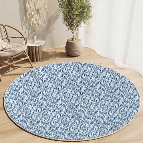 Round Rug 44 in Stained Glass Office Chair Mat Colorful Thick Home/Office Floor Protector Office Chair Mat Protector for Carpeted Floors