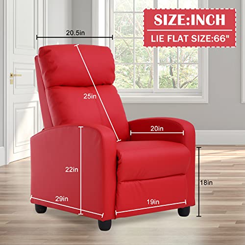 Living Room Recliner Chair Modern Reclining Easy Lounge Winback Single Sofa Reading Chair PU Leather Home Theater Seating Adjustable Accent Armchair w/Thick Seat Cushion & Backrest, Black