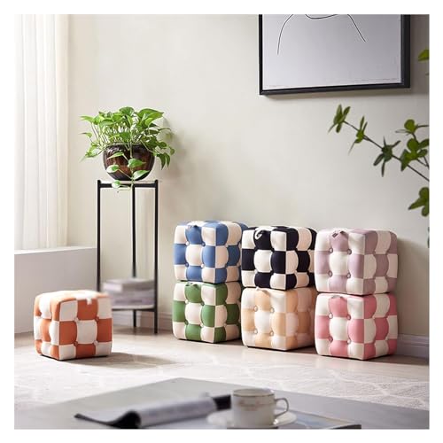 Footstools Checkerboard Storage Stool High Elastic Sponge Step Stool Pouffe Storage Stool for Hallway Living Room Creative Stool Couch(Purple)