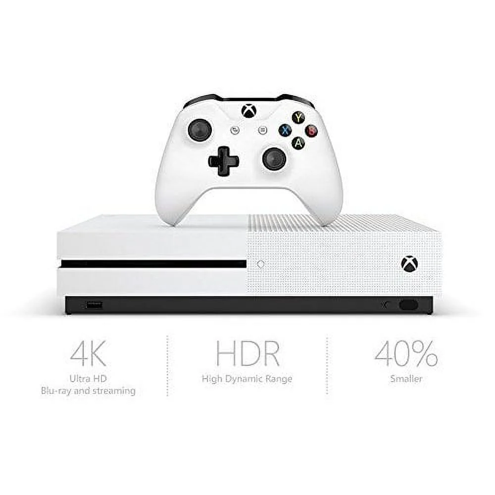 Microsoft Xbox One S 1TB Console White Slim, Refurbished, Includes HDMI Cable, Controller, System