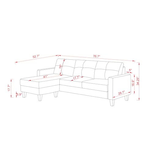 LUMISOL L Shape Couch Corner Sofa, Living Room Furniture with Polyester Fabric, Loveseat Sleeper for Small Space Living Room, Beige