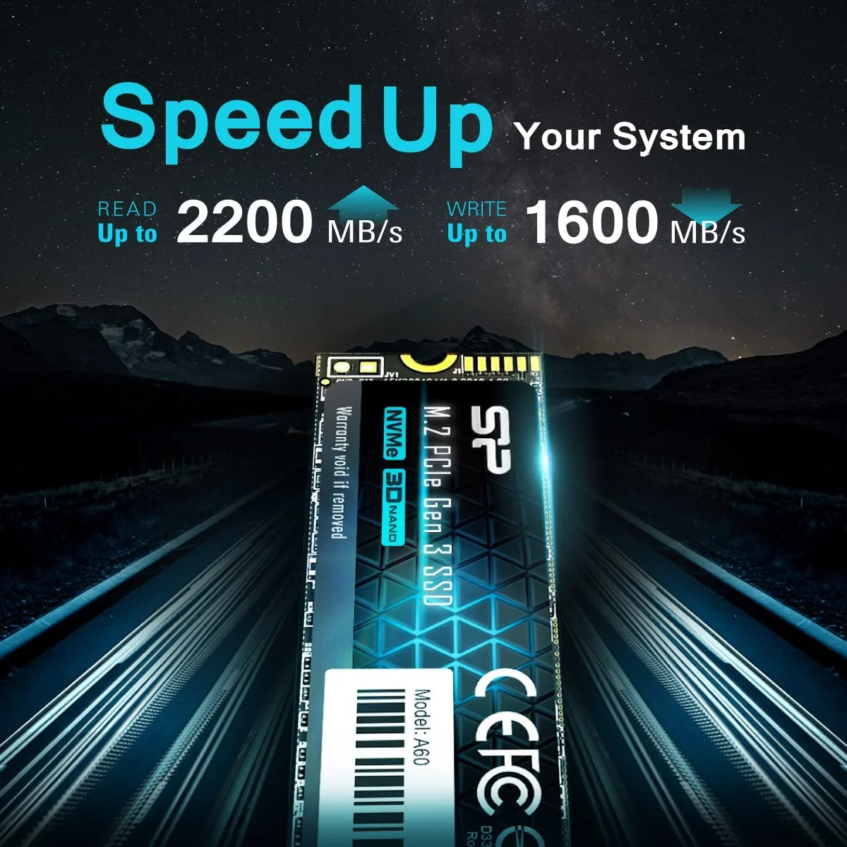 Silicon Power SP001TBP34A60M28 1TB NVMe M.2 PCIe Gen3x4 2280 SSD read speeds up to 2,200MB/s