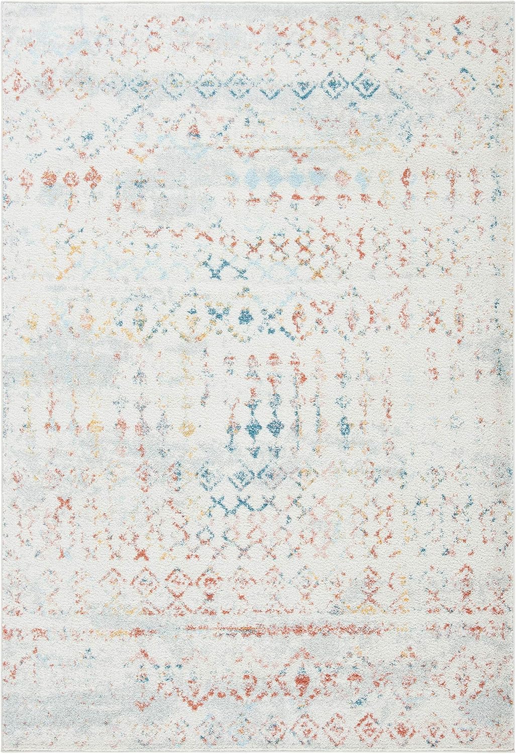 SAFAVIEH Tulum Collection Area Rug - 9' x 12', Ivory & Pink, Moroccan Boho Distressed Design, Non-Shedding & Easy Care, Ideal for High Traffic Areas in Living Room, Bedroom (TUL240D)