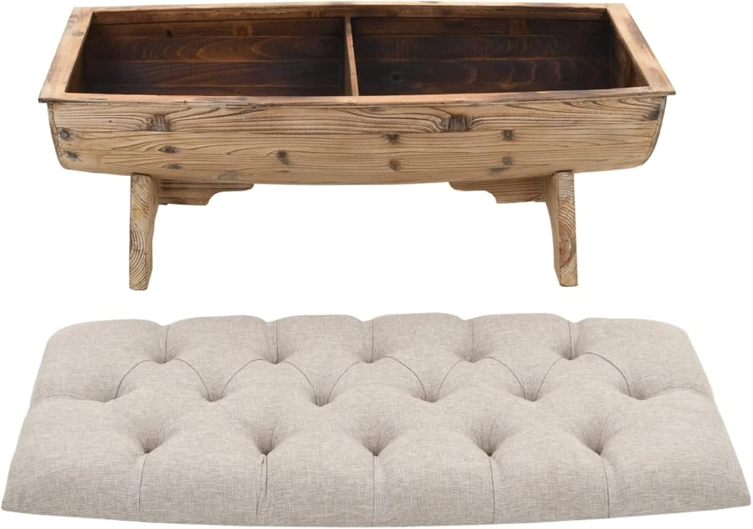 Tidyard Wooden Storage Bench, Padded Seat Storage Box, Fir Wood Hall Bench for Bedroom, Closet, Entryway, Hallway, Home Furniture 40.6 x 20.1 x 17.3 Inches (L x W x H)