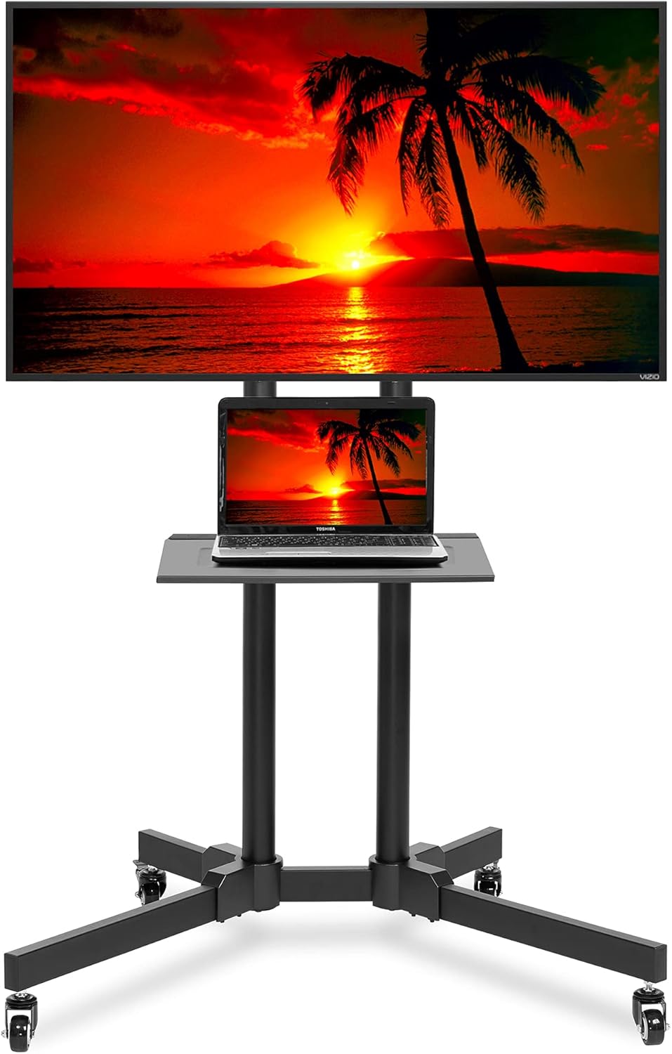 Rolling TV Stand Mobile TV Cart for 32-65 inch Plasma Screen, LED, LCD, OLED, Curved TV's - Universal Mount with Wheels