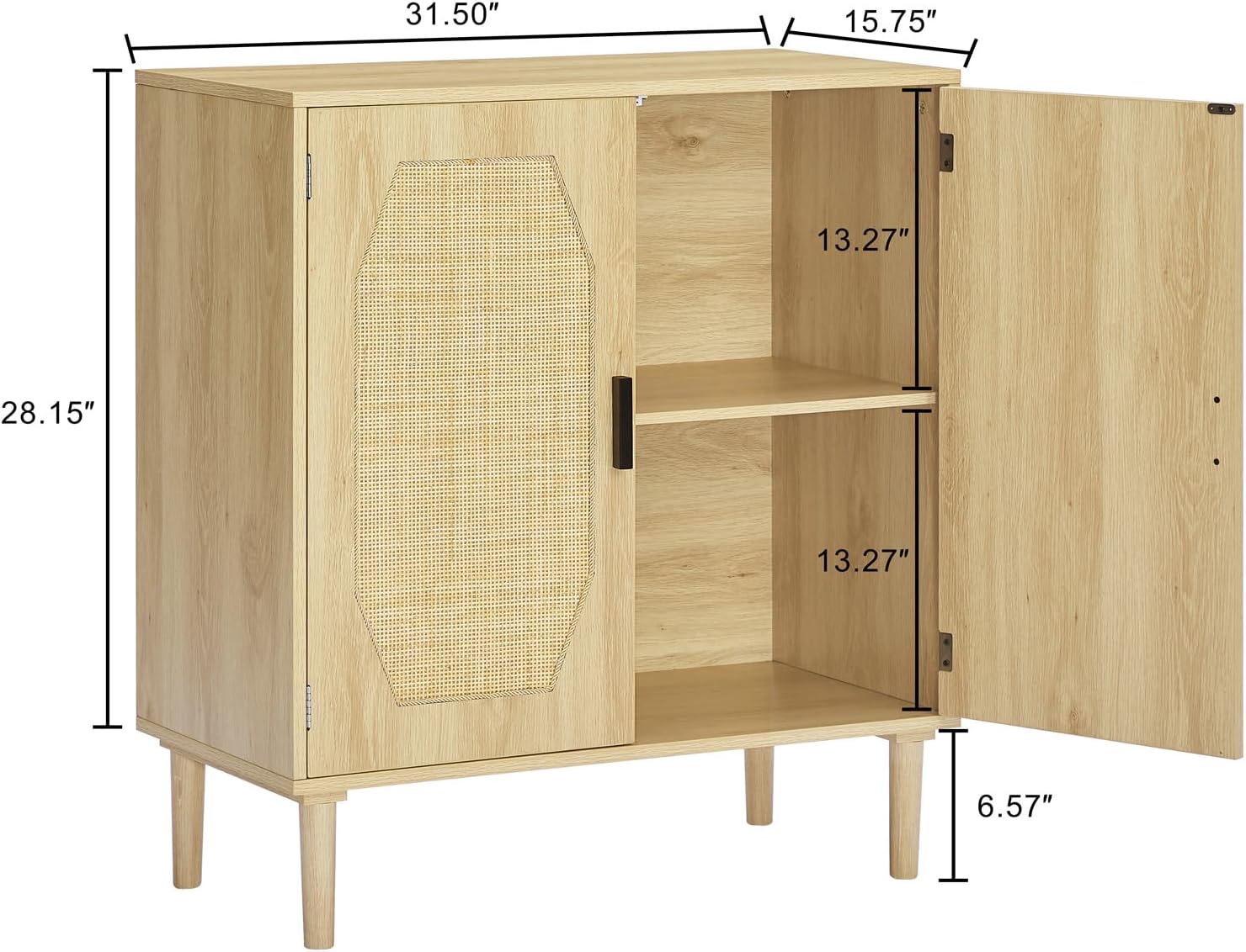 ZeHuoGe Rattan Cabinets with 2 Doors, Wood Buffets Cabinet with Caning Doors, Cane Storage Cabinet,Decoration Cabinet with Cane Webbing for Living Room