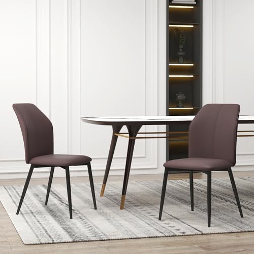 KCC Faux Leather Dining Chairs Set of 4, Modern Upholstered Wingback Kitchen Chairs Accent Side Chairs with Cushion Seat and Sturdy Metal Legs for Kitchen/Dining Room/Living Room/Restaurant(Gray)