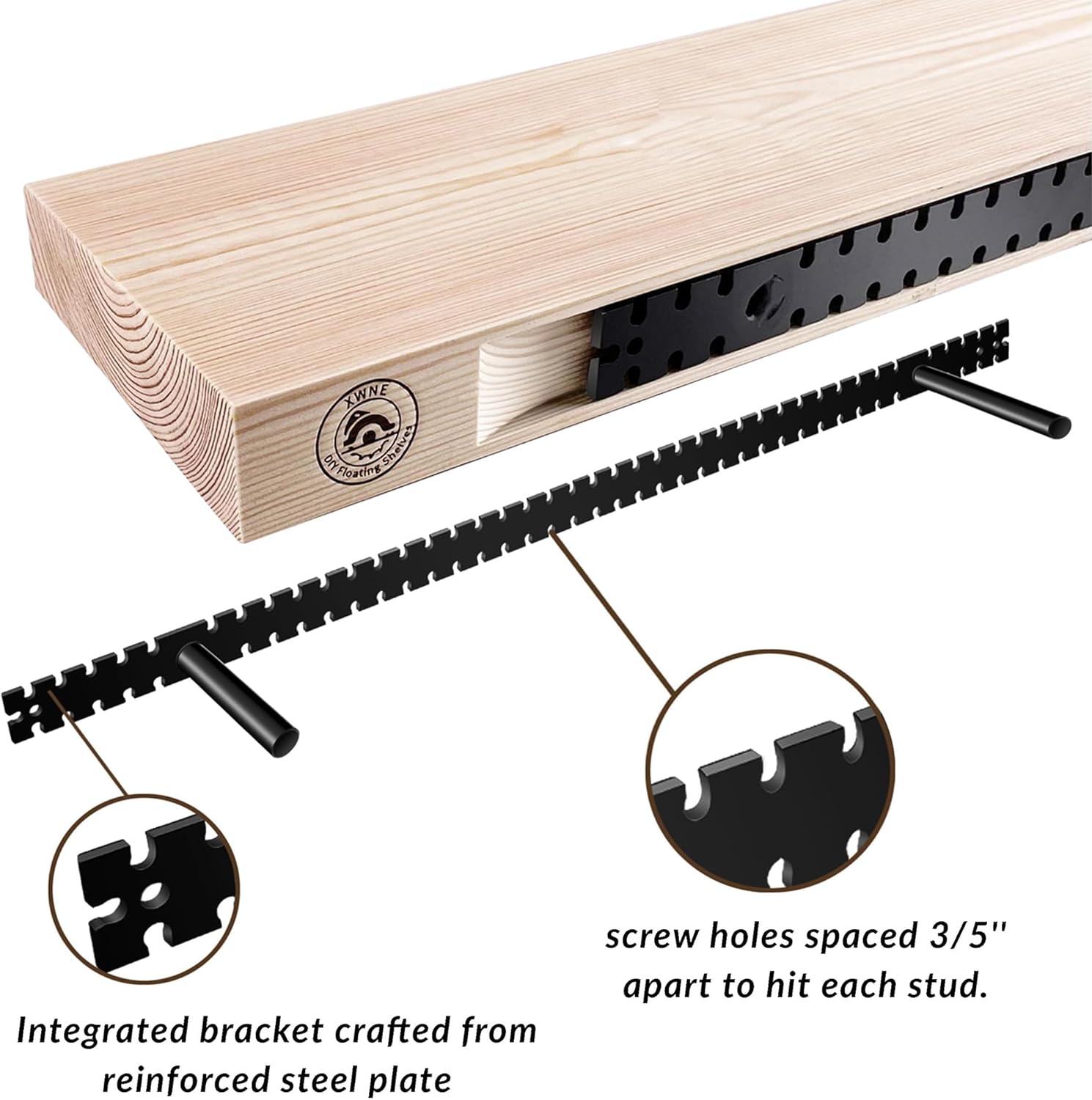 Wood Floating Shelves,24 inch Rustic Wood Wall Shelves for Bathroom Living Room Bedroom Kitchen Farmhouse Laundry Room Set of 2,Handmade-Thickened Wall Shelf,DIY-Unfinished-No Stain