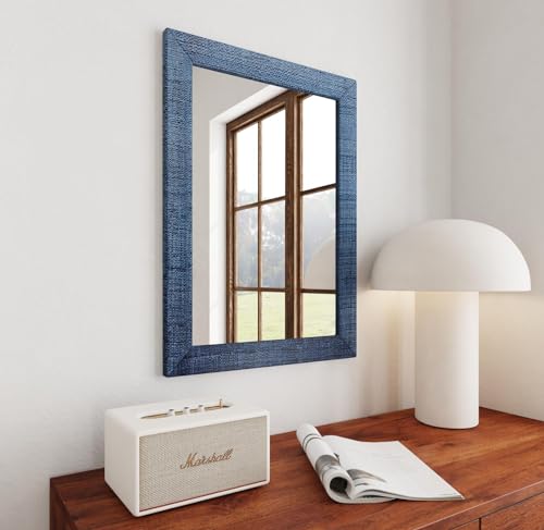 East at Main Indigo Road by Egypt Sherrod Gia Raffia Mirror (Blue)