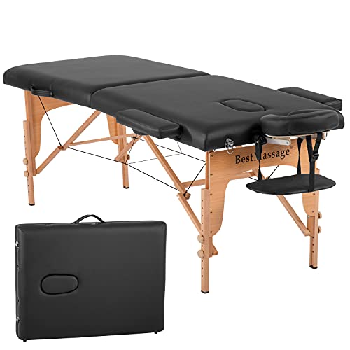 Massage Table Portable Massage Bed Spa Bed 84 Inches Lash Bed 2 Fold Heigh Adjustable Massage Table Bed W/Carry Case Facial Cradle Salon Tattoo Bed