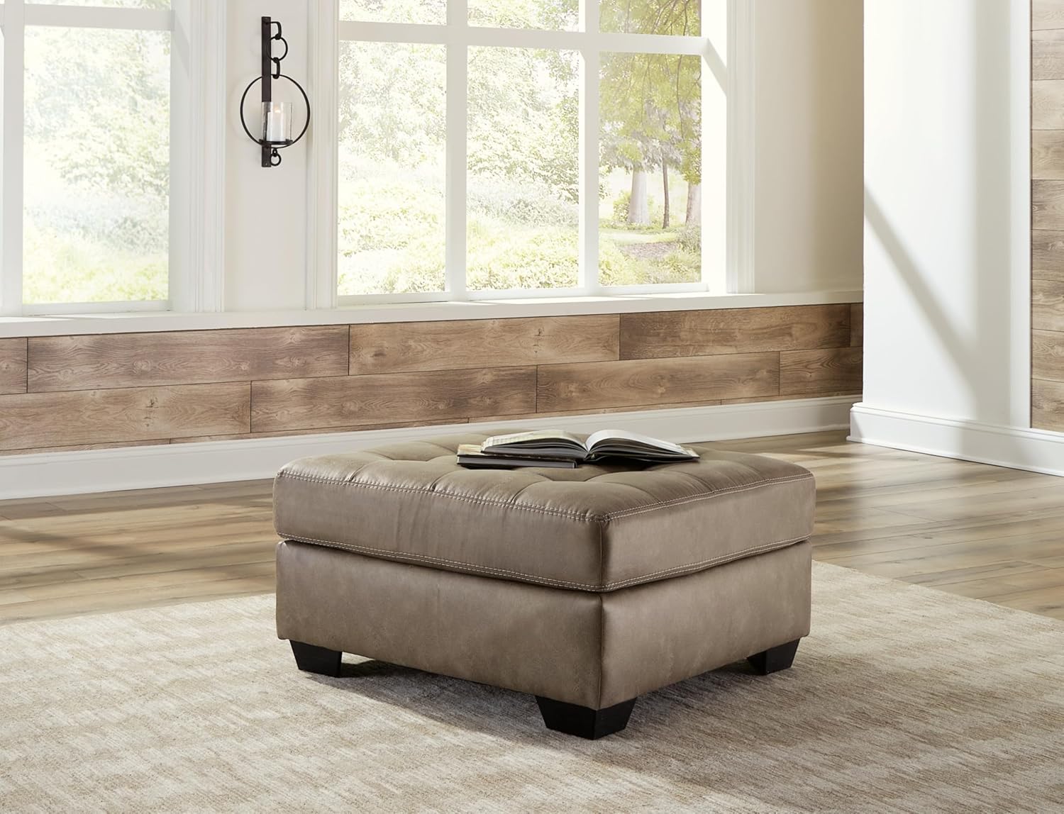 Signature Design by Ashley Keskin Modern Square Tufted Oversized Accent Ottoman, Dark Brown