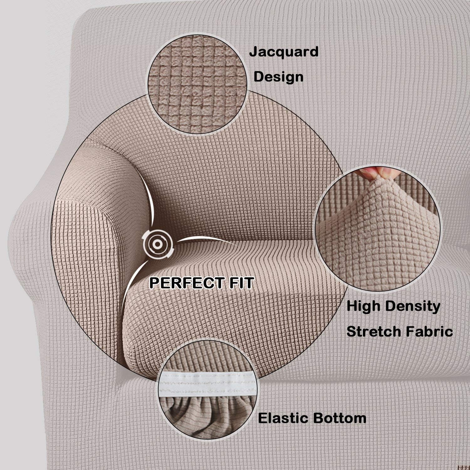 Turquoize Couch Slipcover with Separate Cushion Cover Bundle Loveseat Slipcover & Sofa Covers/Furniture Protector Khaki