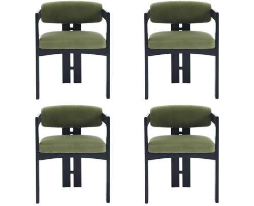 chairus Modern Dining Chairs Set of 4 PU Leather Dining Room Chairs Upholstered Cushion Walnut Wood Frame, Black