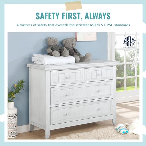 Maple Double Dresser I Kids Bedroom Dresser I Four Drawers Dresser I Farmhouse Modern, Oak Grey