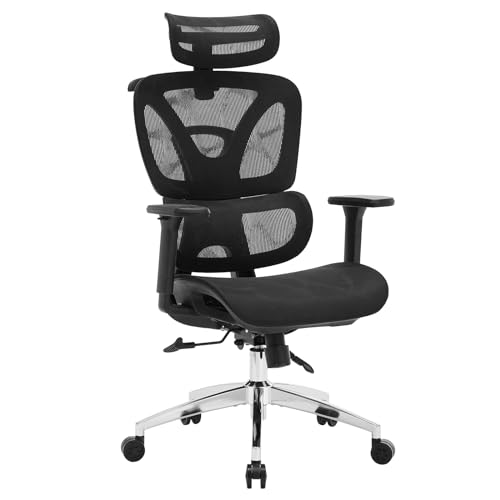 Ergonomic Office Chair, High Back Ergonomic Desk Chair with Adjustable Lumbar Support,Mesh Home Office Chair Gaming Chair with Footrest,Up to 400LB,Black