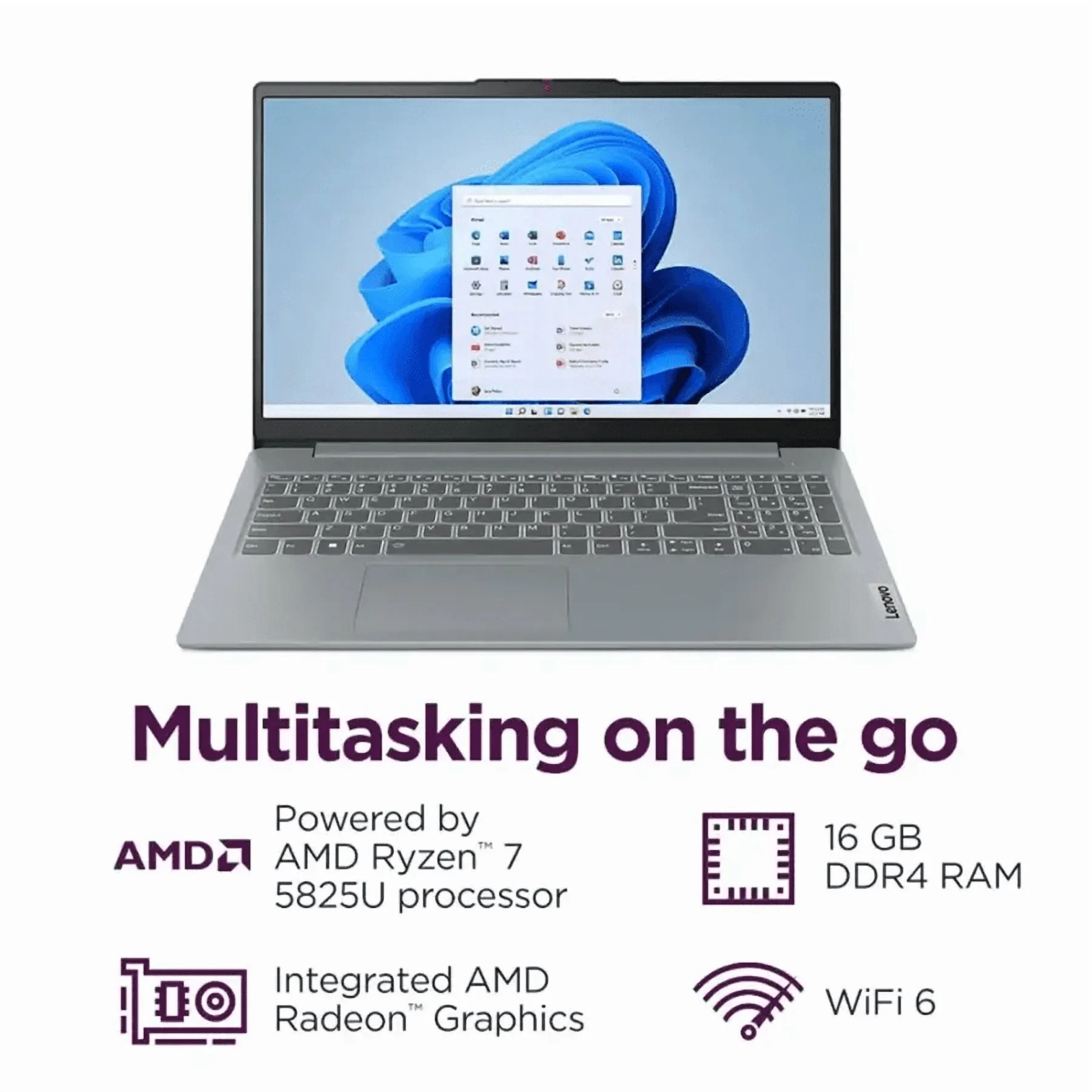 Lenovo IdeaPad 15.6" Full HD Touchscreen Laptop, AMD Ryzen 7 5825U, 512GB SSD, Windows 11 Home, 82XM00LMUS